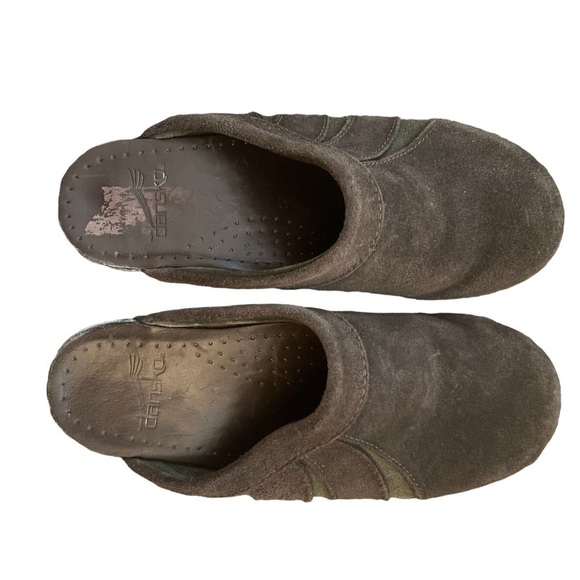 𝅺DANSKO Chocolate Brown Leather Suede Slip On Clogs - Picture 3 of 7